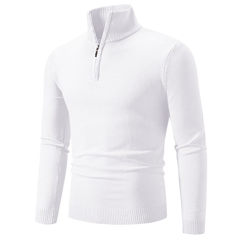2023 Men's Plus Size Fleece Zip Mock Neck Sweater